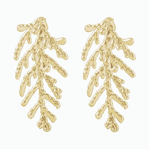 Brincos artesanais turVO 18 quilates banhados a ouro reciclado por atacado de PureLeaf