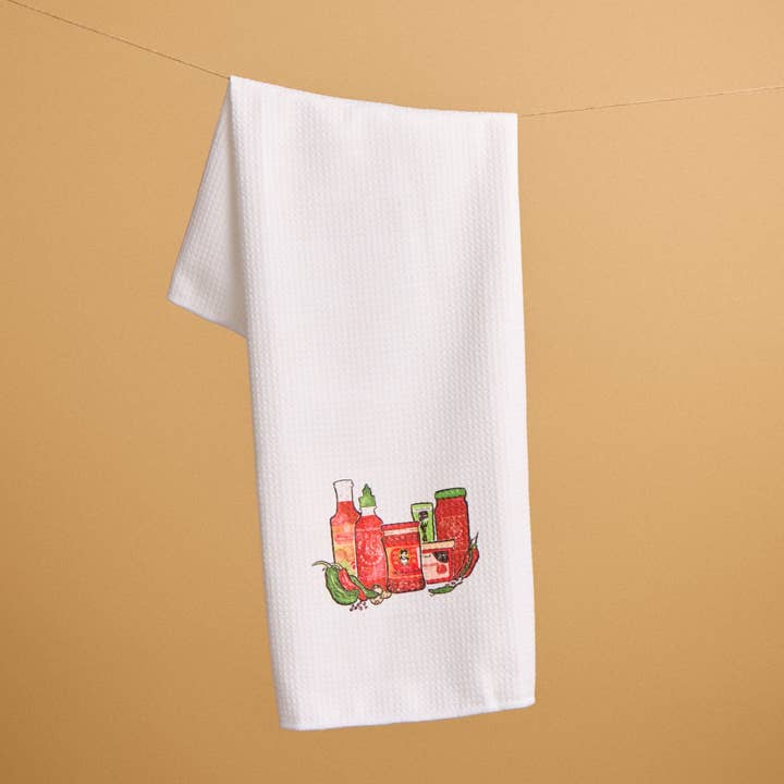 Asian Hot Sauces Kitchen Towel for wholesale by Menmin Made