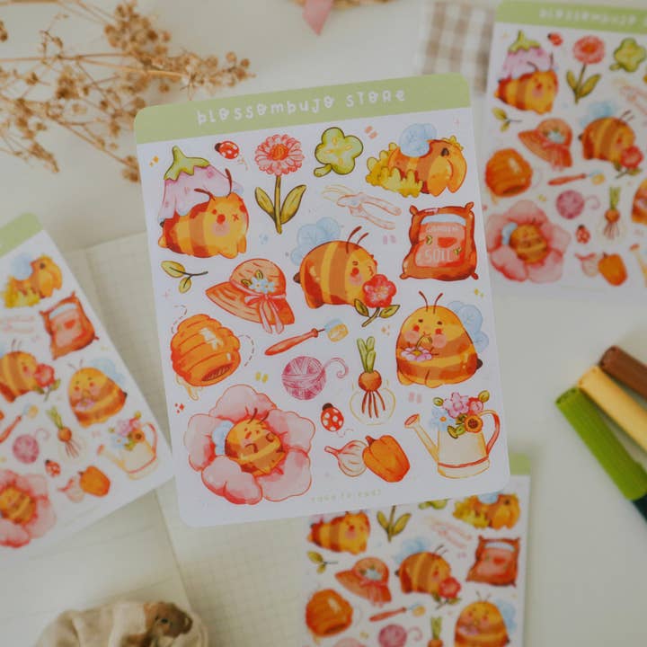 Folha de autocolantes - Amigos do Jardim por atacado de BlossomBujo Store