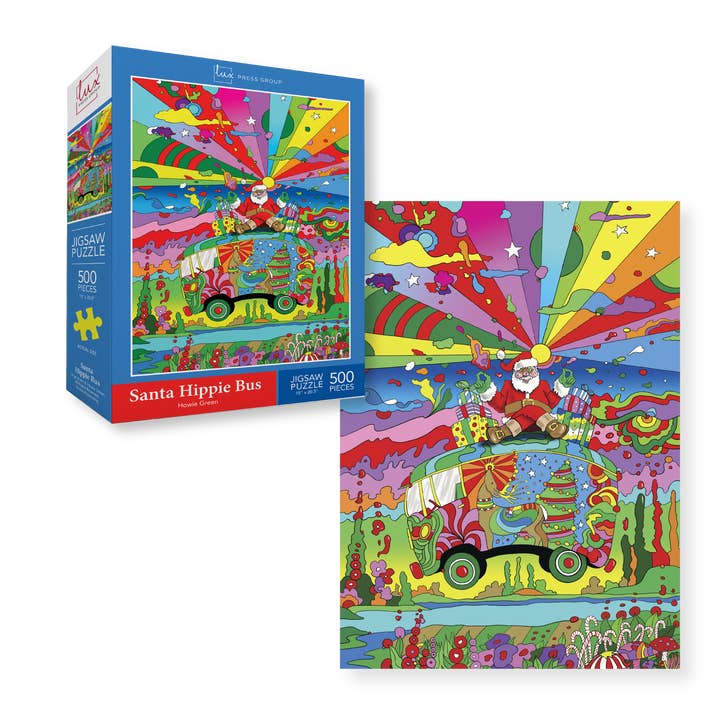 500 Piece Puzzle Hippie Santa for wholesale by Lux Press Group | LPG Greetings
