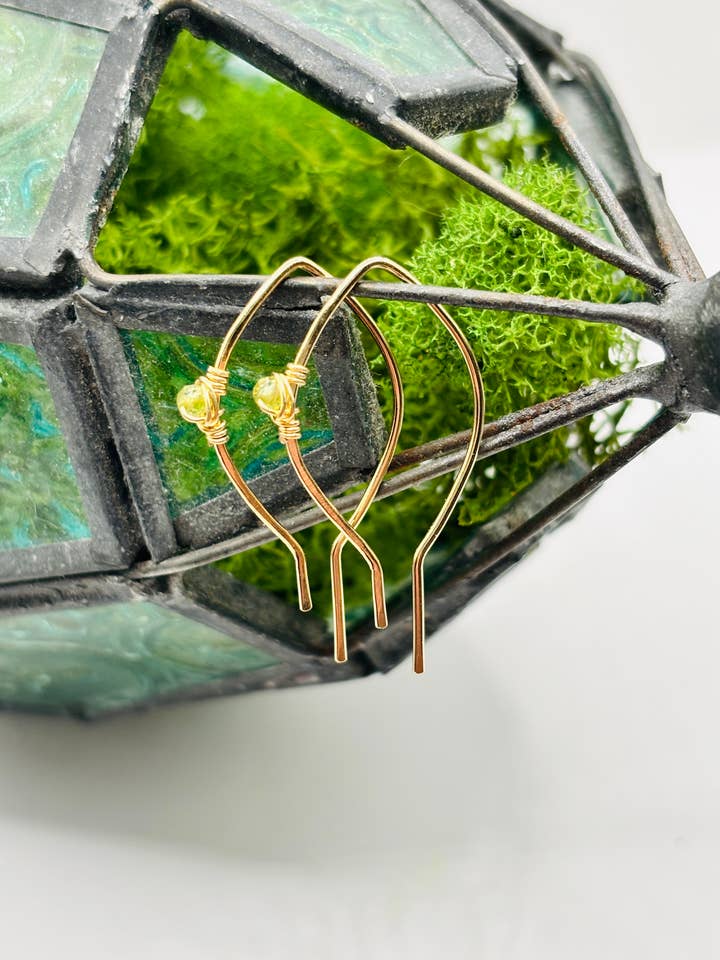 DECO GEM Leaf Hoop Threaders for wholesale by Rachel Renee Jewelry