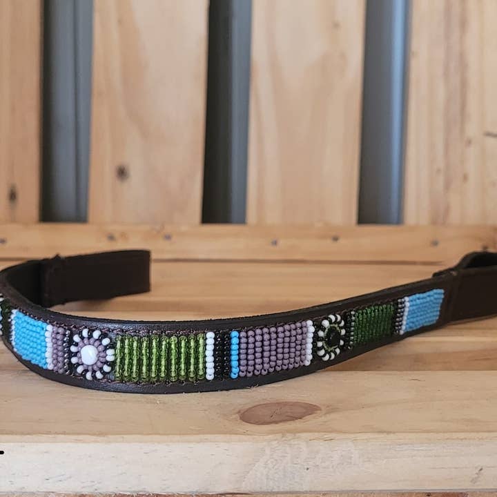 MAASAI CHIEF - Wholesale Pet Collar - Cat/Dog - Beaded Leather Horse browband7
