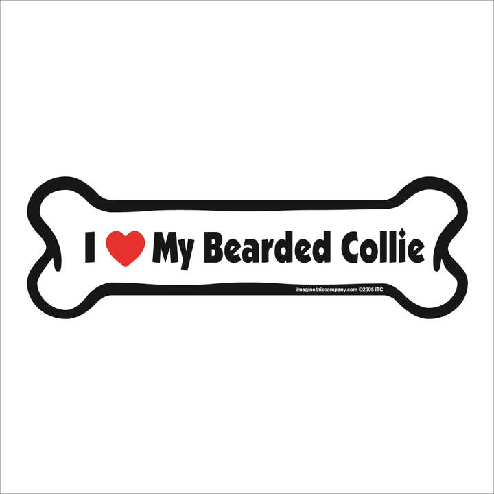 Imán para coche con texto en forma de hueso «I Love My Bearded Collie» para venta al por mayor de Imagine This Company