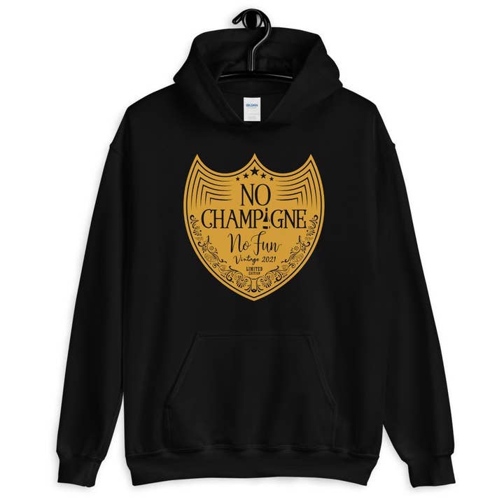 Geen Champagne Geen Plezier, Limited Edition, Hoodie, Zwart voor wholesale door No Fun Company