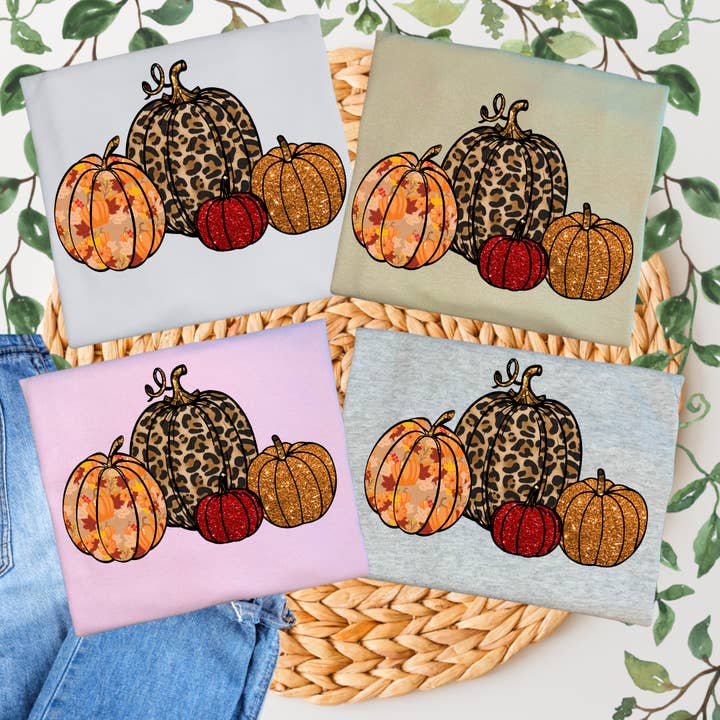 Faux Glitter Pumpkins T-shirt for wholesale by Duck Creations Wholesale
