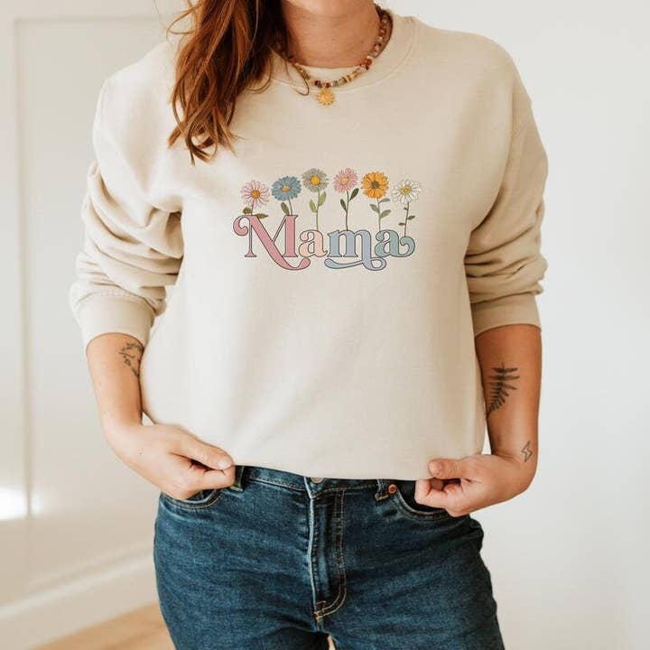 Mama Sweatshirt, Mom Life Shirt, Retro Mom Sweatshirt for wholesale by Solana Grace