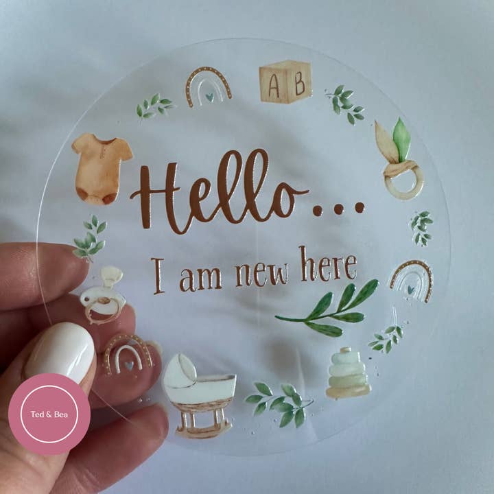 Ted @ Bea – Engroshandel Mindesamler - Børn og baby – Hello Baby Announcement Akryl Disc