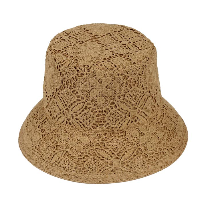 Lace Overlay Bucket Paper Braid 8198 Hat Spring for wholesale by Jeanne Simmons Accessories