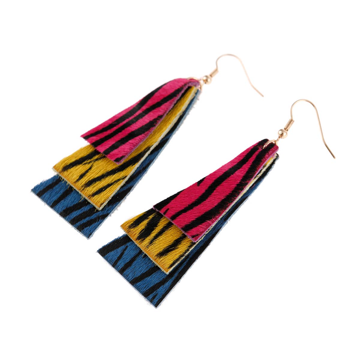MYS Wholesale Inc - Wholesale Dangle Earrings - Animal Print Layered Leather Trapezoid Hook Earrings8