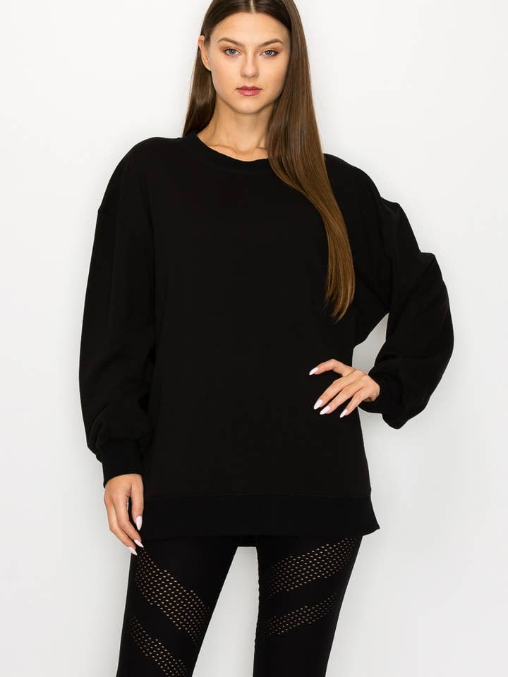 Oversized sweatshirt med rund hals og lange ærmer for engroshandel hos Pink Irene Wholesale