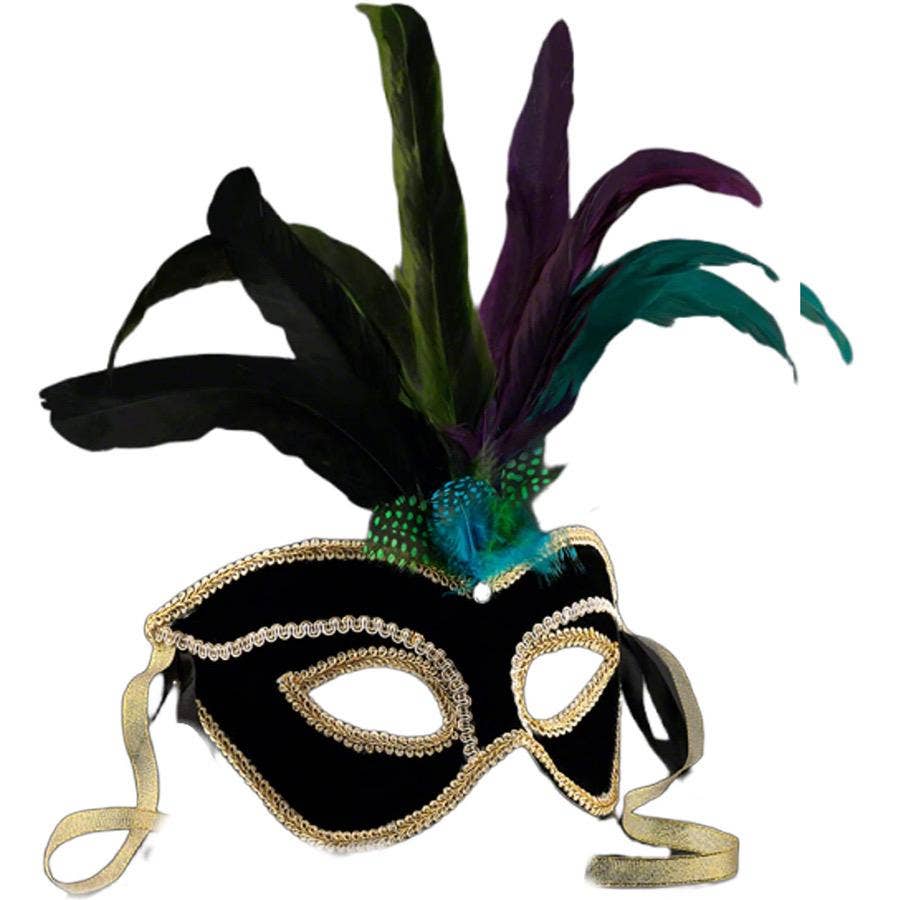 Blinkee.com, LLC - Wholesale Costume - Unisex - Velvet And Feather Unlit Carnival Mask2