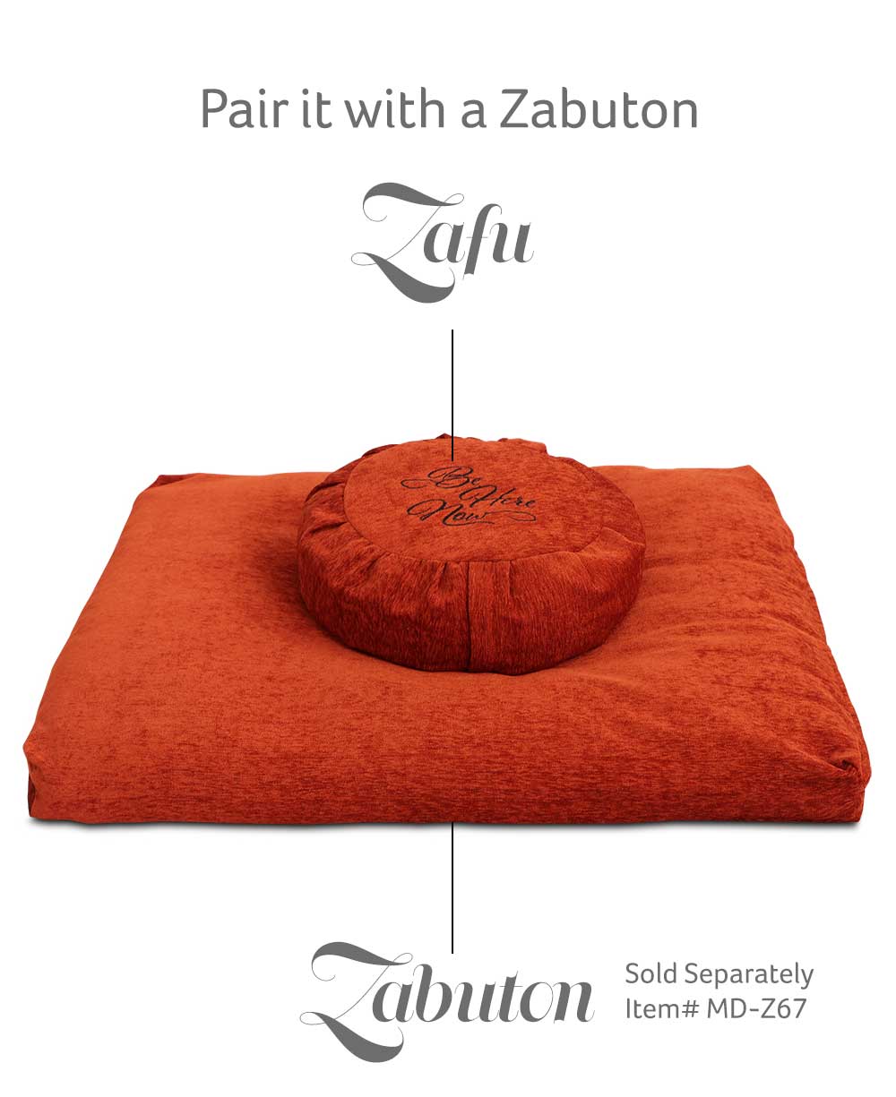 Buddha Groove - Wholesale Meditation Supplies - Rust Be Here Now Zafu Chenille Meditation Cushion1