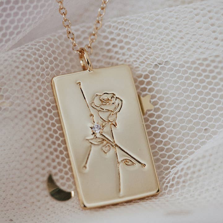 Look For The Butterflies – Colar pingente/pendente por atacado – Colar do Zodíaco da Flor do Nascimento - Rosa de Câncer1