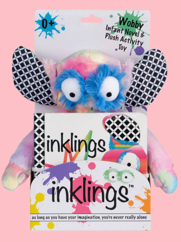 Rainbow Wobby Soft Plush Toy & Baby Board Book Gift Set for wholesale by Inklings Baby