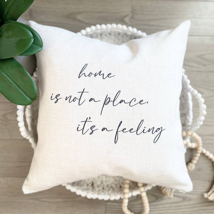 Home… is a Feeling - 18"x18" Hand Printed Cover for wholesale by Branscombe Design Co