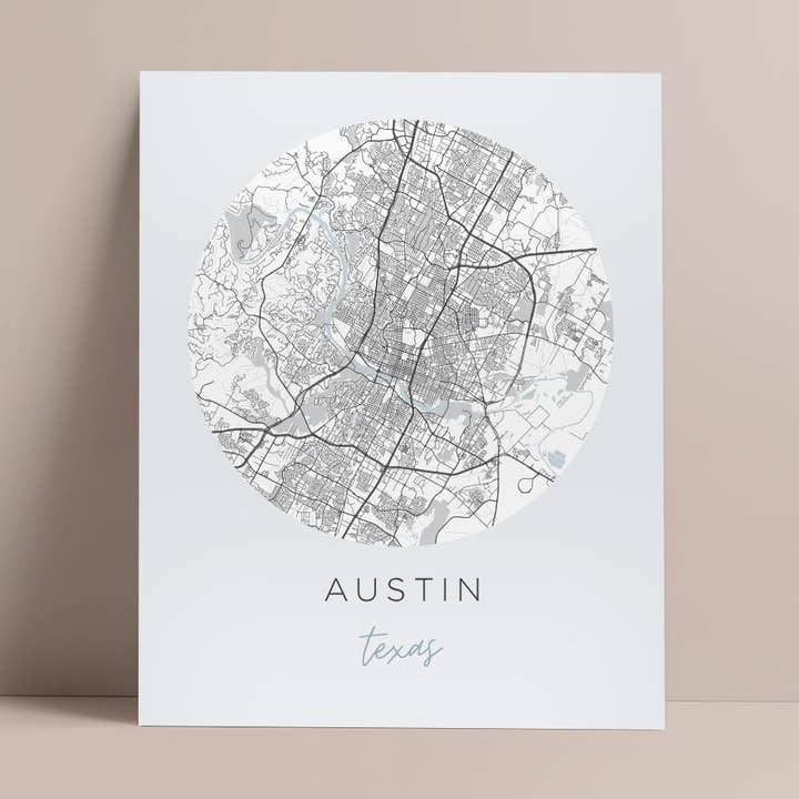 Austin, Texas-kaartposter voor wholesale door Backstory Map Co.