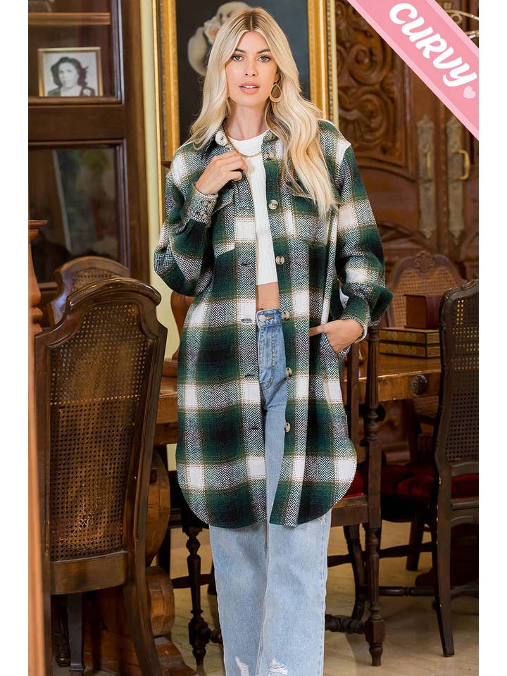 Sweet Lovely by Jen - Wholesale Shirt Jacket/Shacket - Women's - PLUS SIZE SHACKET /PLAID COAT56