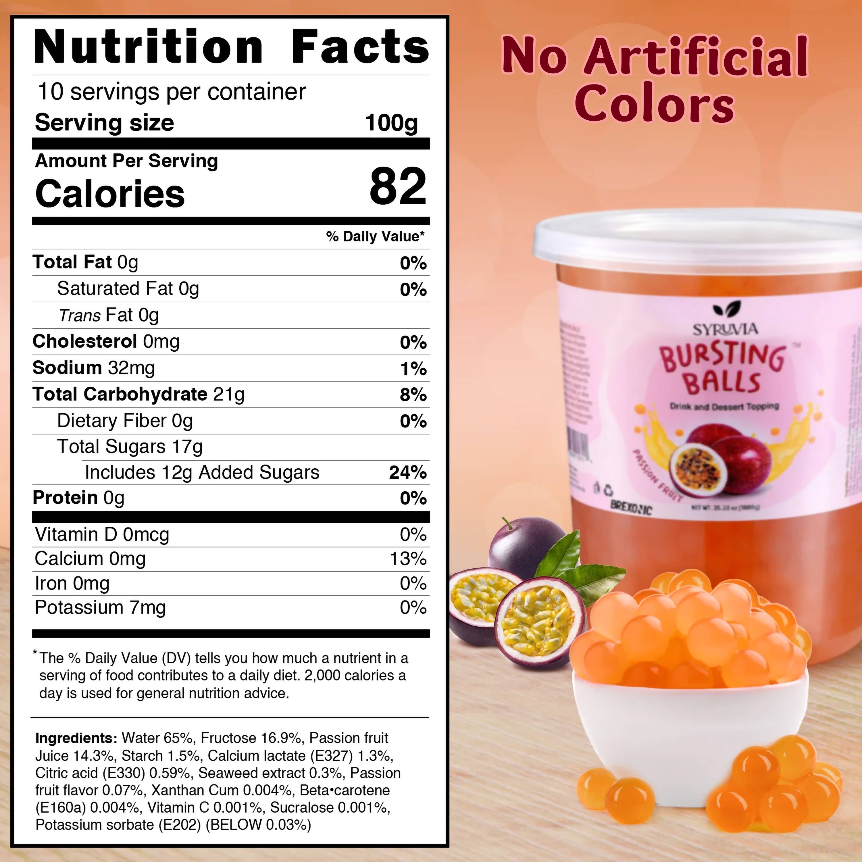 Syruvia - Wholesale Beverage Mix - 2 LB Passion Fruit Flavored Popping Boba1