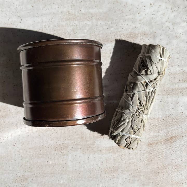Copper Smudge Dish with 4" Sage Burn Wand for wholesale by Bespell & Co.