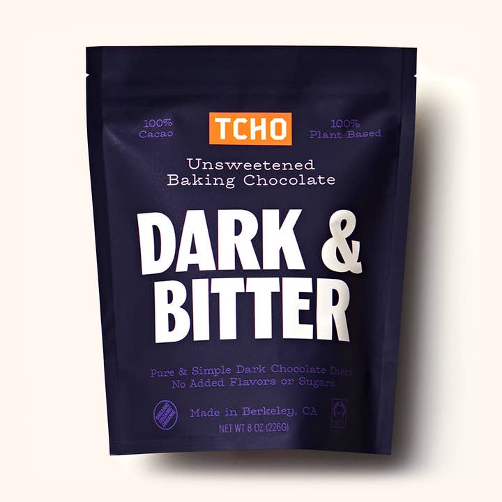 Dark & Bitter, 100% Unsweetened Baking Chocolate for wholesale by TCHO