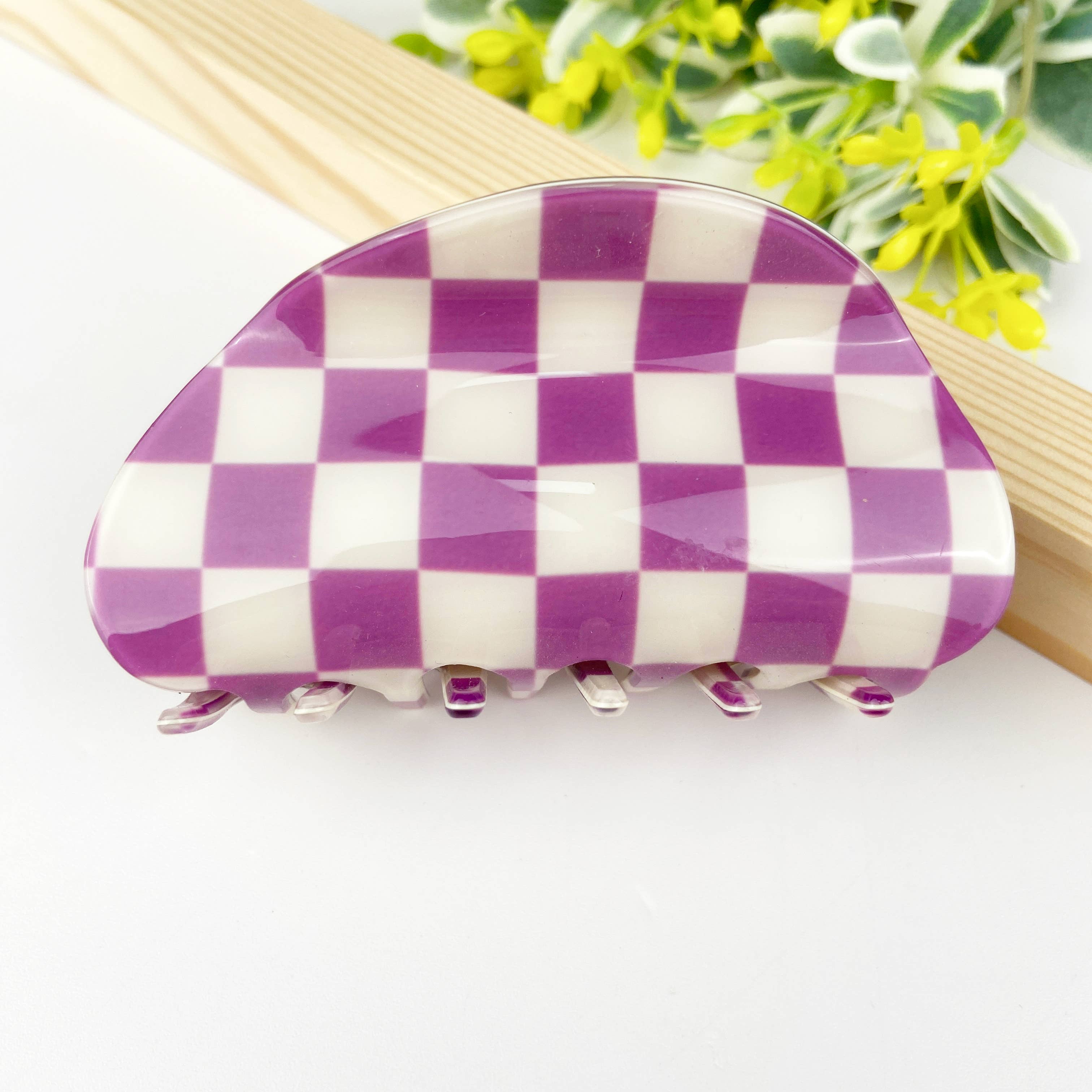 TheDivaSoap - Wholesale Hair Clip - Women's - Checkerboard semicircle hair claw clip3