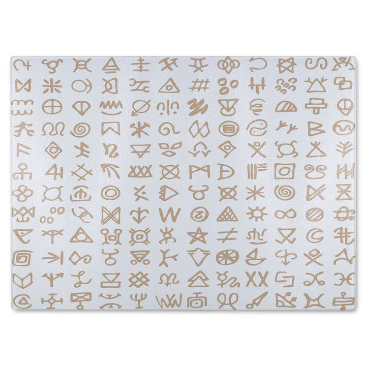 Viking rituele symbolen glazen snijplank voor wholesale door Benjamin Tate Design