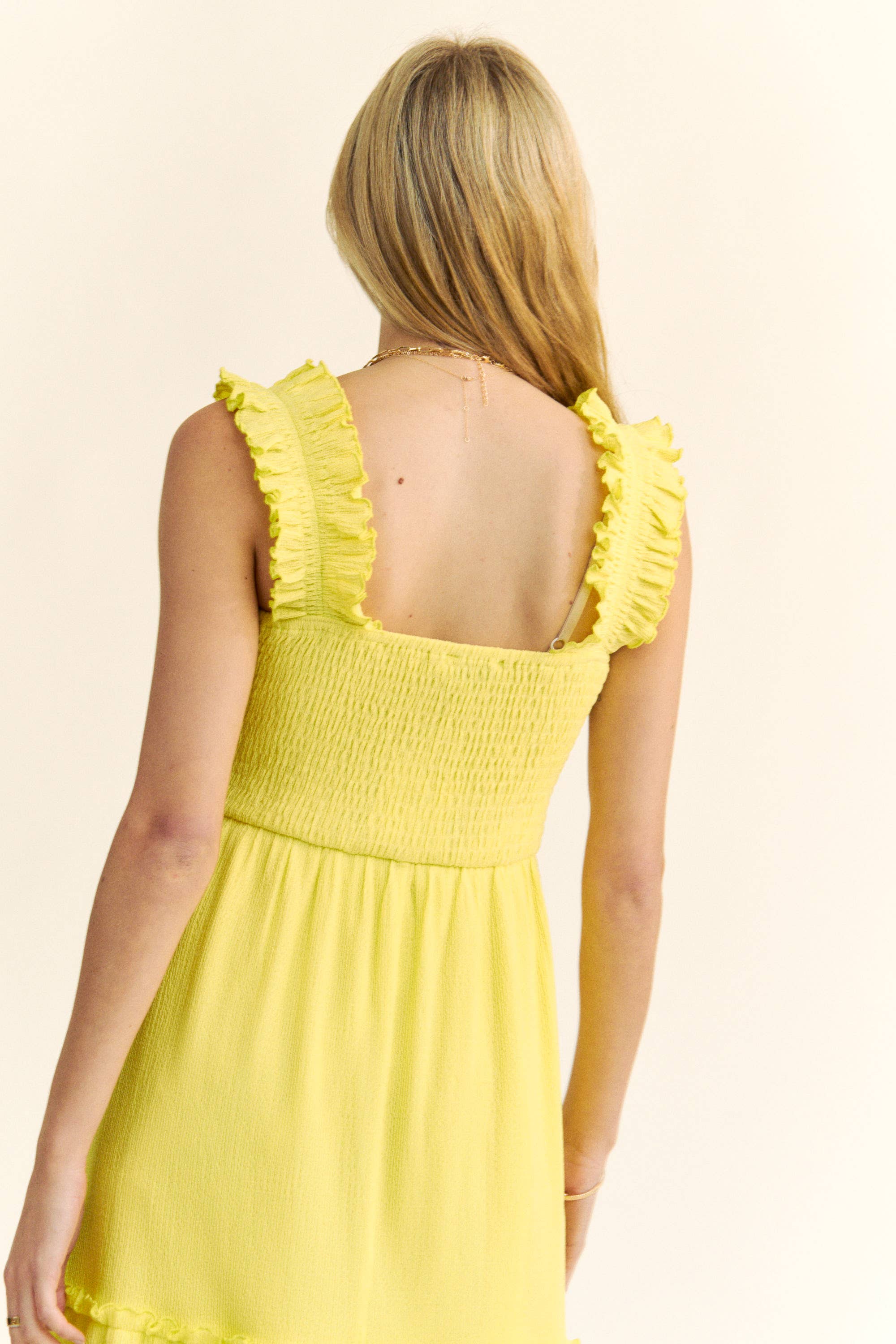 Davi & Dani - Wholesale Dress - Women's - PLUS SMOCING BODICE RUFFLE DETAIL SHIRRED DRESS2