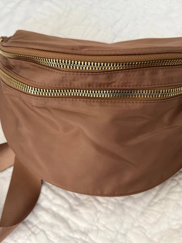 Farah Fanny Pack Crossbody - Mocha RTS for wholesale by The Classy Cloth WS