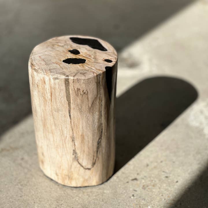 Office Objets - Wholesale Side Table - White petrified wood side table with black spots H:27.5 D:1854