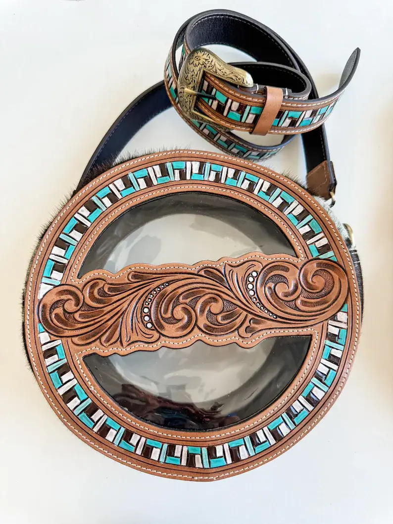 Boho Ranch Shop - Wholesale Crossbody Bag - Women's - JANIE CLEAR ROUND crossbody | hand tooled western festival4