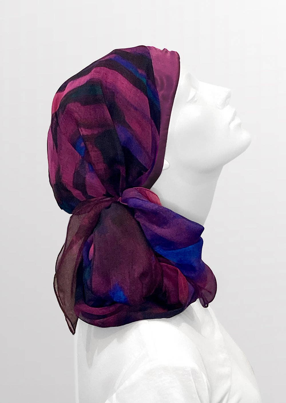 LuxCare Clothing - Wholesale Head Scarf - Women's - Fine Art Headscarf ~Boysenberry1