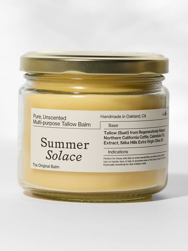 Baume Pur Non Parfumé – Baume de Suif en Vrac, Pot en Verre de 11,5 oz pour la vente par SUMMER SOLACE- Regenerative Tallow Beauty