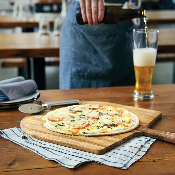 Fox Run Brands - Wholesale Pizza Wheel - Ironwood Napoli Pizza Peel, Acacia Wood, 0.5" x 14" x 14"6