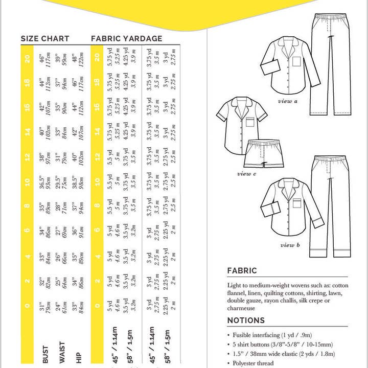 Closet Core Patterns - Wholesale Craft Sewing Kit - Carolyn Pajama Sewing Pattern 14