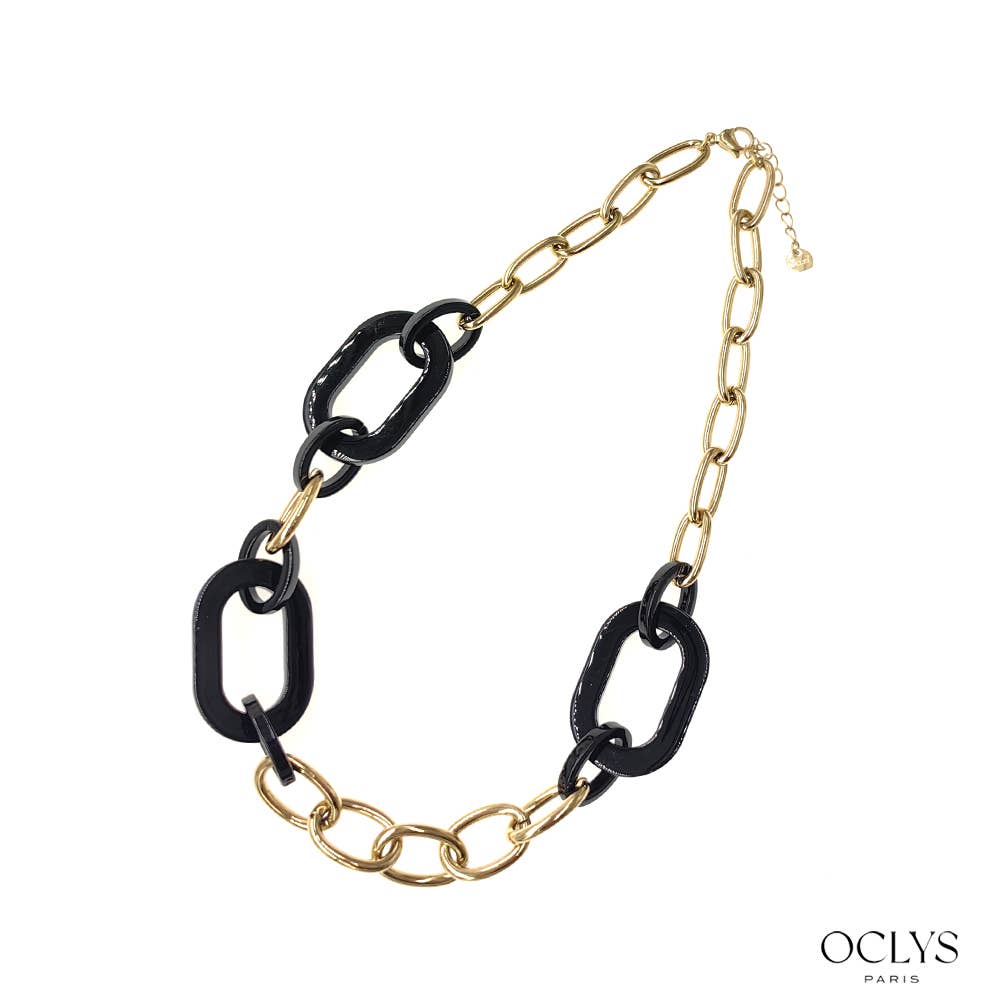 Oclys - Wholesale Link & Chain Necklace - Lola gold stainless steel resin chain necklace0