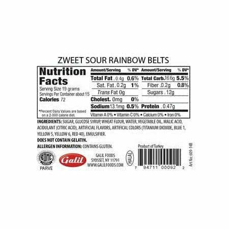 Galil Brands - Wholesale Licorice - Sour Rainbow Belts  | Zweet | 10 oz1