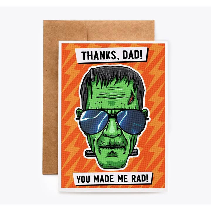 Rad Frankenstein Father's Day Card for wholesale by Spooky Cat Press