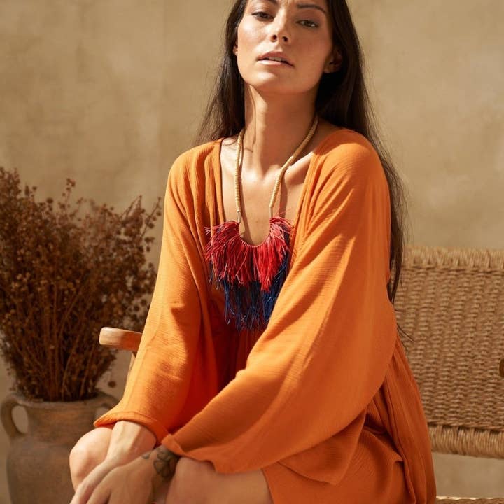 Bijondo - Vendita all'ingrosso Collane di perline/perle - Collana artigianale boho legno e caucciù Notre Dame3