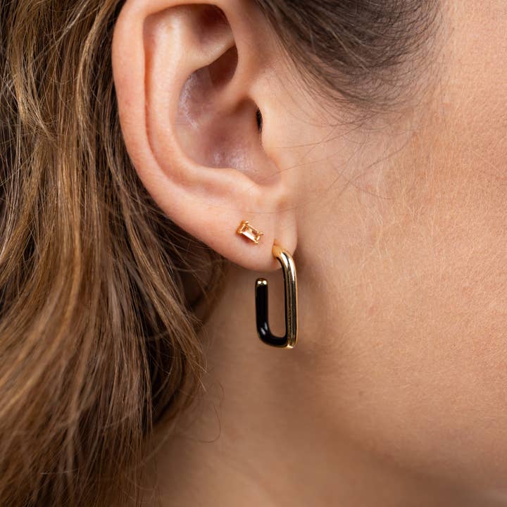 JaxKelly - Wholesale Stud/Post Earrings - Baguette - Champagne - Gold Earrings
