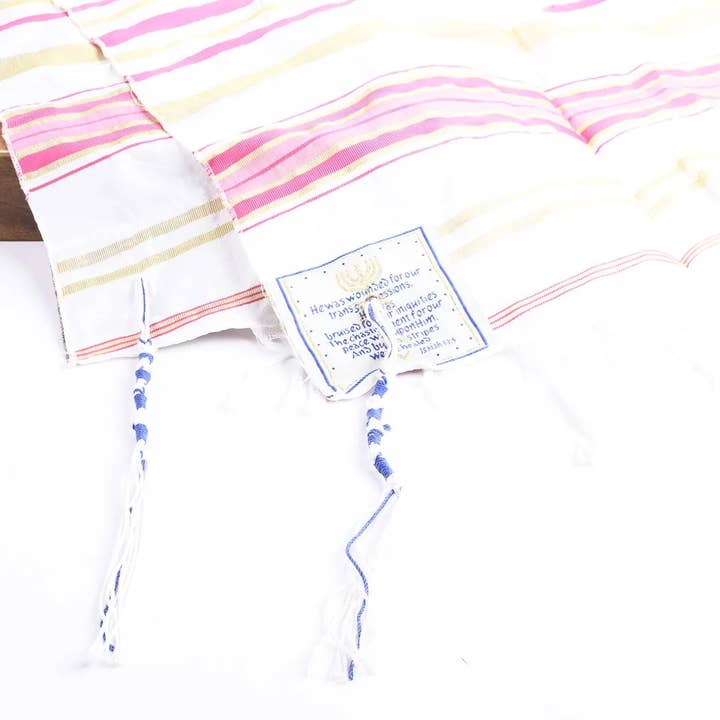 Swanson Christian Products - Wholesale Wrap - Women's - Prayer Shawl – Gold and Pink – Traditional Messianic with Tallit