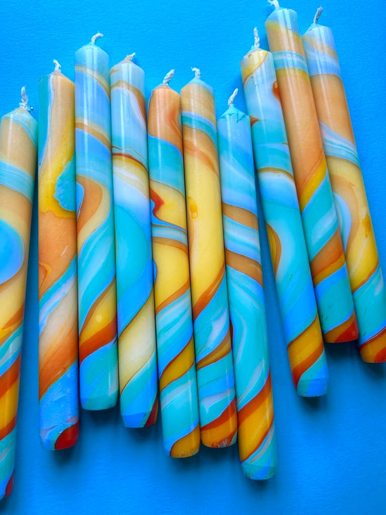 The Colour Emporium – wholesale Tapered candle/candlestick – JUPITER - Marbled Dinner Candle Trio4