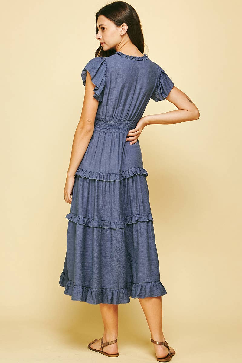 PINCH - Wholesale Dress - Women's - RUFFLED TEA LENGTH DRESS - 3597D5