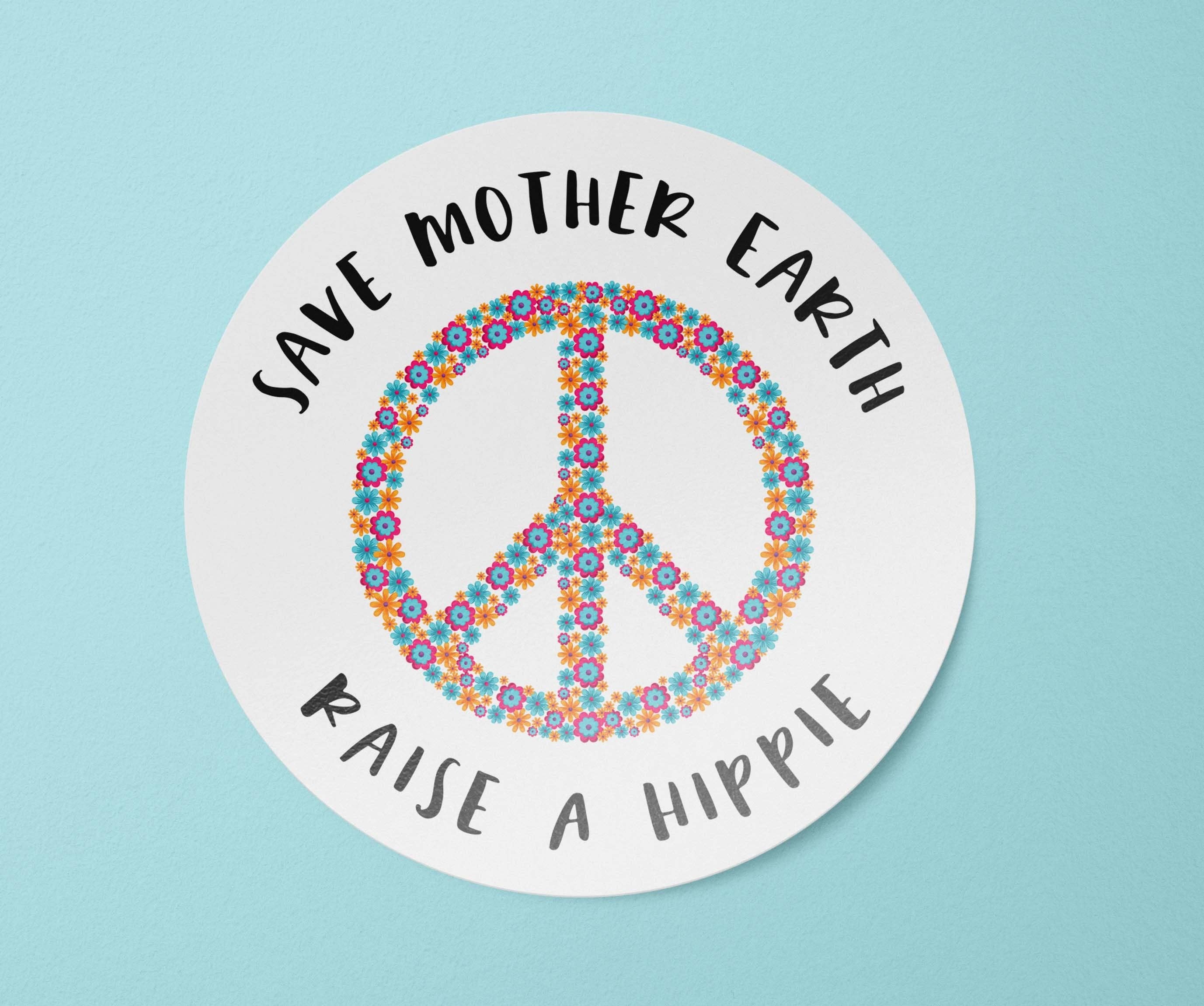 NEW Vintage Earth Day Share The Care Peace Love 1990 Hippie Window Sticker Decal 