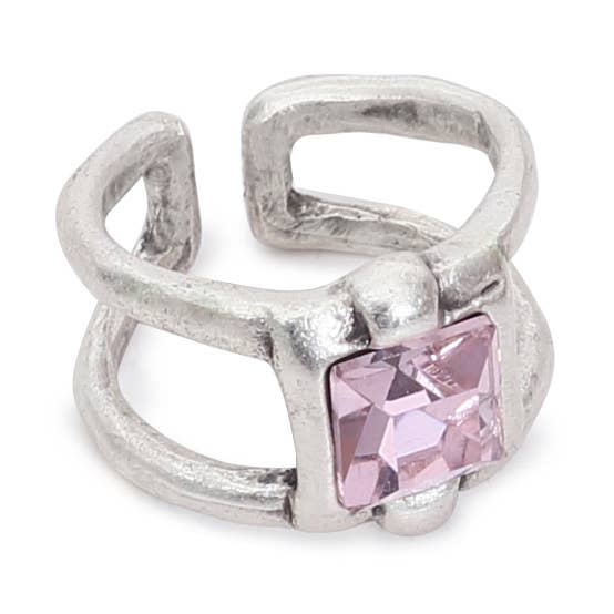 Handgemaakte Roze Kristallen Messing Ring - 6908 voor wholesale door Chanour