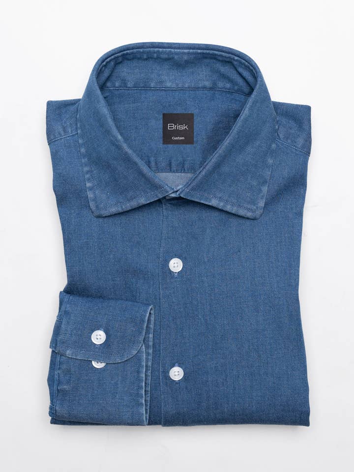 Dark Denim Stretch Shirt - Classic Collar for wholesale by BRISK