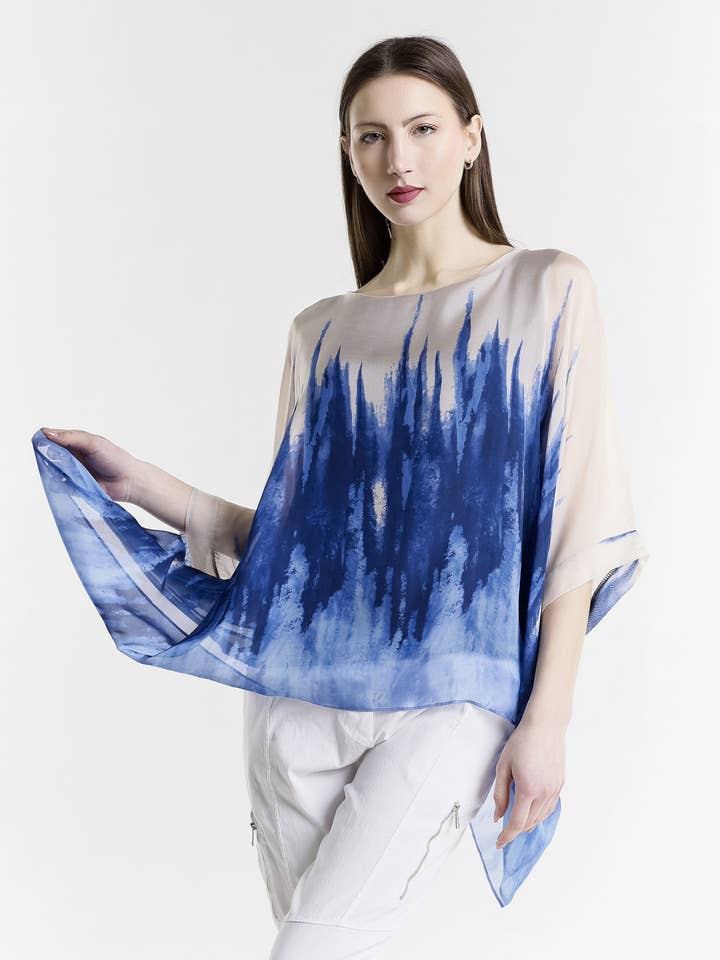 Sofia Paint Drip Silk Kaftan (BQ201PD) för wholesale av TINA Stephens Italy/Tees By Tina