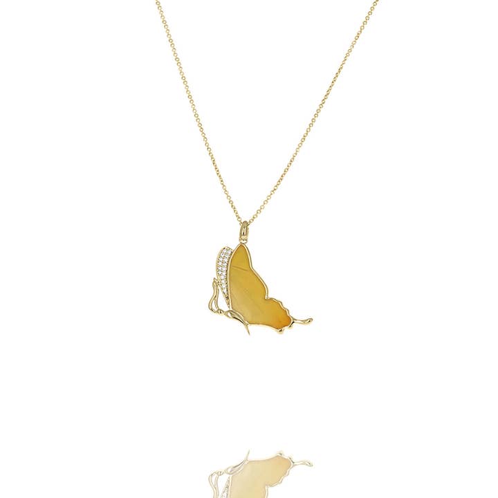 Oranje-Gestreepte Zwavelvlinder Vleugel Ketting voor wholesale door NY Jewelry House