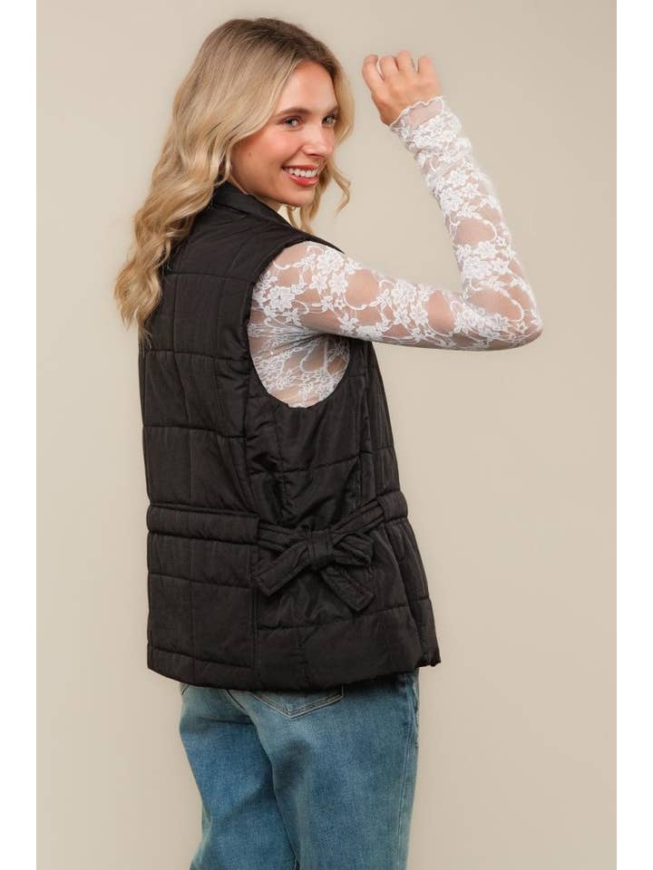 Vanilla Monkey - Wholesale Outerwear Vest - Women's - High Neck Zip Up Quilted Puffer Vest5