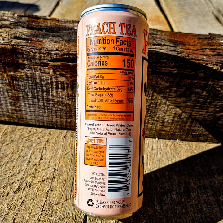 Joe Tea & Joe Chips - Wholesale Iced Tea - Peach Tea - Cane Sugar - 36 Pack, Cans1