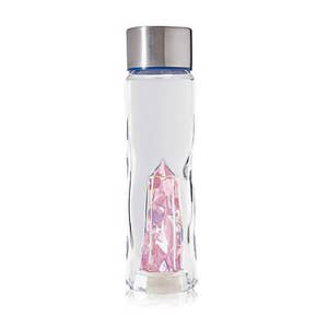 Flourite Reusable Rose Gold Crystal Water Bottle Gemstone Base and Tea  Infuser Eco-friendly Crystal Infused Glass Water Bottle 
